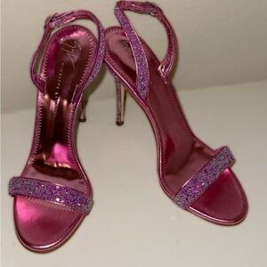 Brand New, Never Worn, Giuseppe Zanotti Fuchsia/Pink glittered stiletto sandals